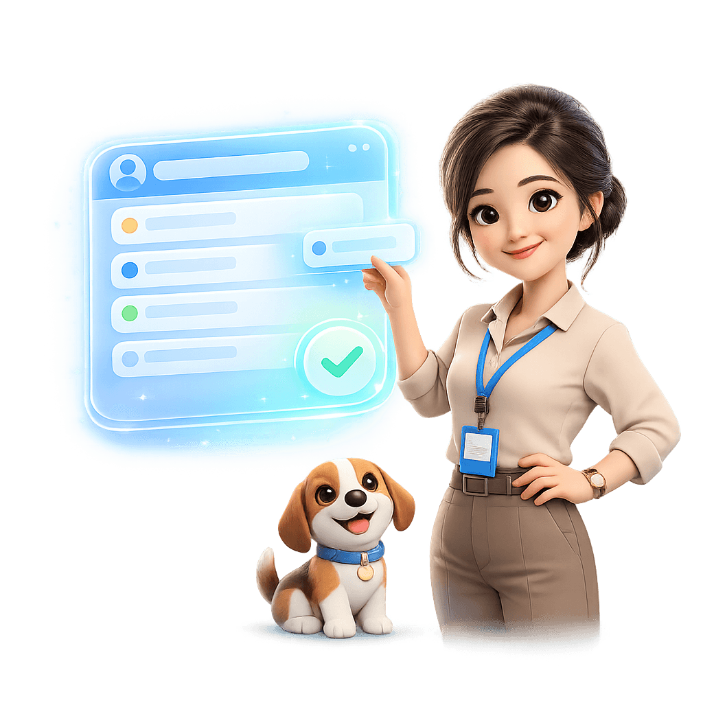 ครูกำลังสร้างห้องเรียนดิจิทัลใน Beagle Classroom พร้อมมาสคอตบีเกิล